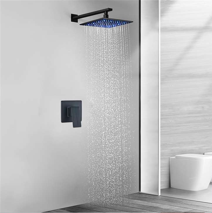 Fontana Matte Black 12 Inch Bathroom Rain Shower System
